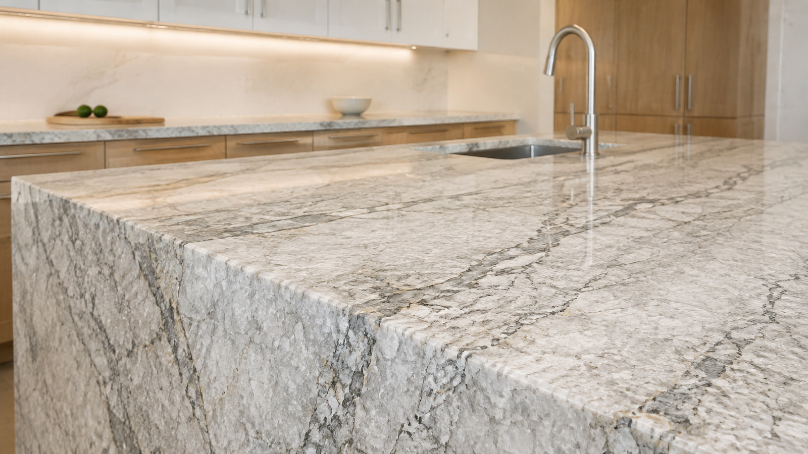 Granite kitchen countertop being installed in Riverside, CA