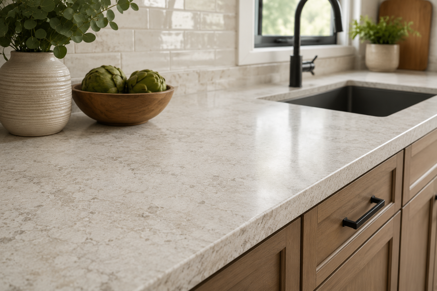 Quartz kitchen countertop in a Riverside, CA home